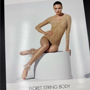 Wolford Beige Lace Long-Sleeve Bodysuit